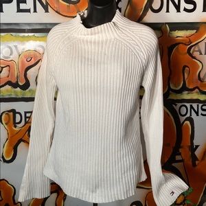 Tommy Hilfiger ribbed white mock turtle neck sweat